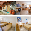 Chalet in pietra con terrazza e camere doppie.